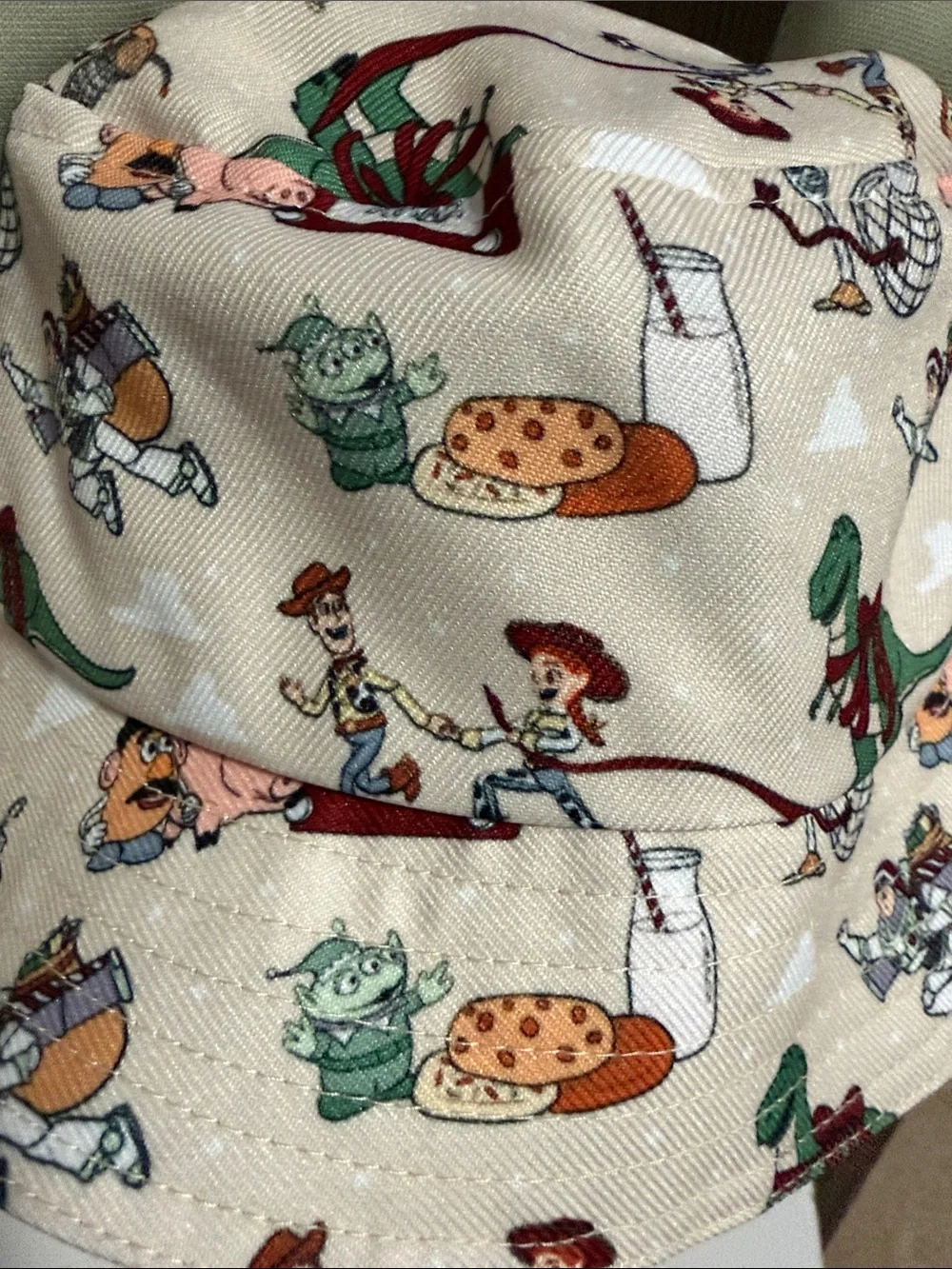 Baby Beige Storybook Print‎ Bucket Hat with Ears